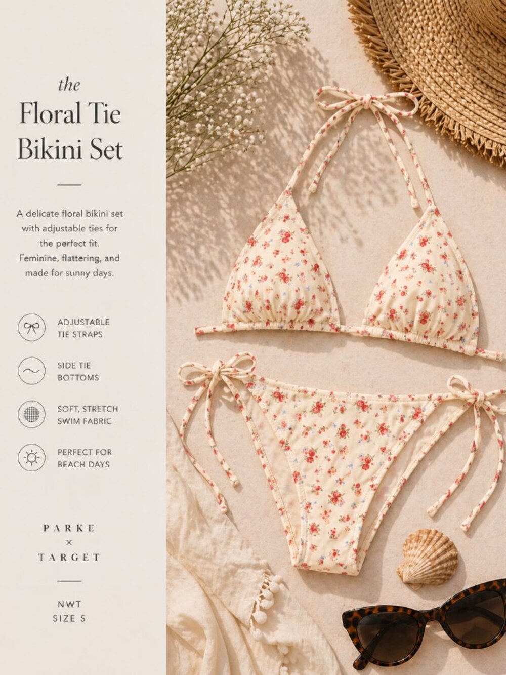 Floral Bikini Set Size S  | Parke x Target Collab | Matching Top + Bottoms Set